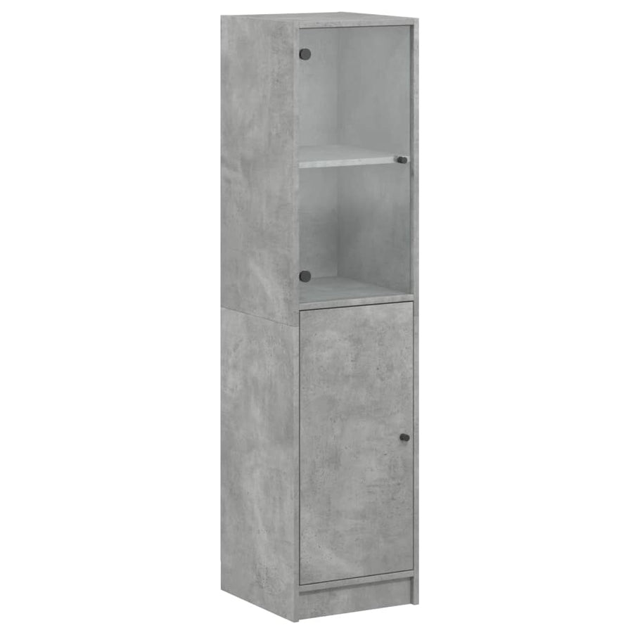 Hoge Kast Met Glazen Deur 35X37X42 Cm Betongrijs