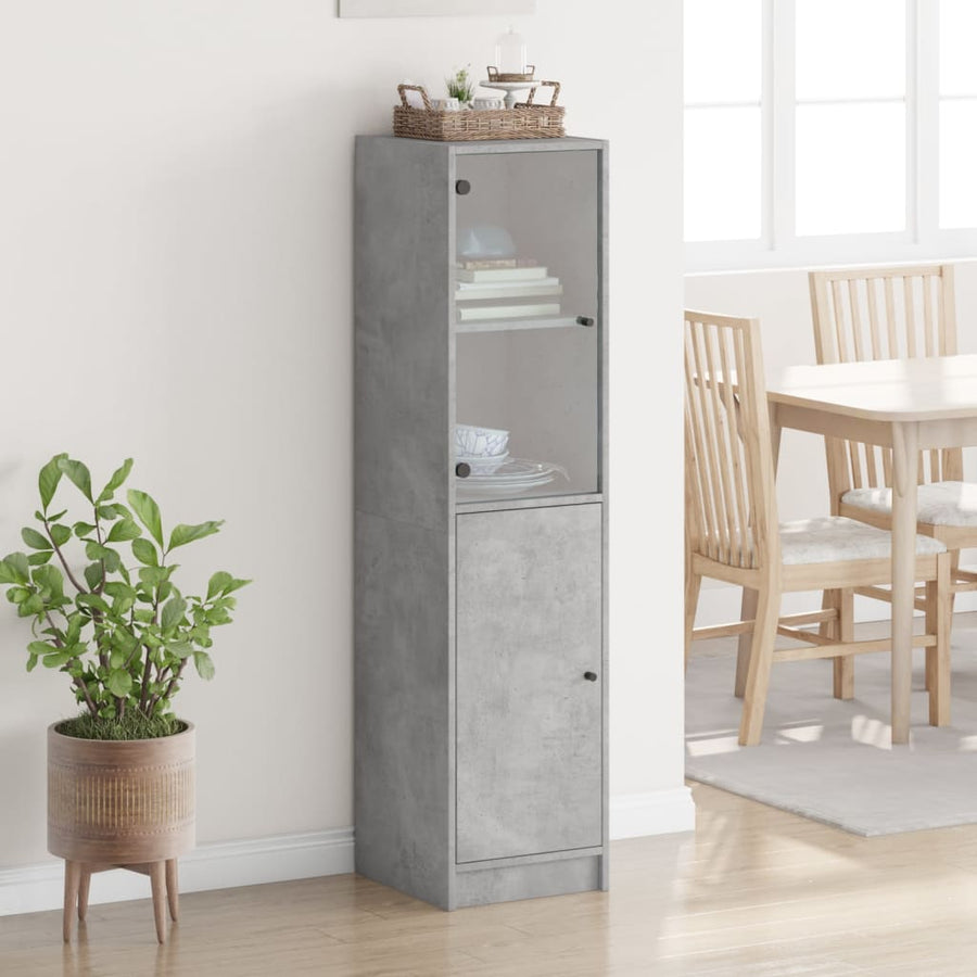 Hoge Kast Met Glazen Deur 35X37X42 Cm Betongrijs
