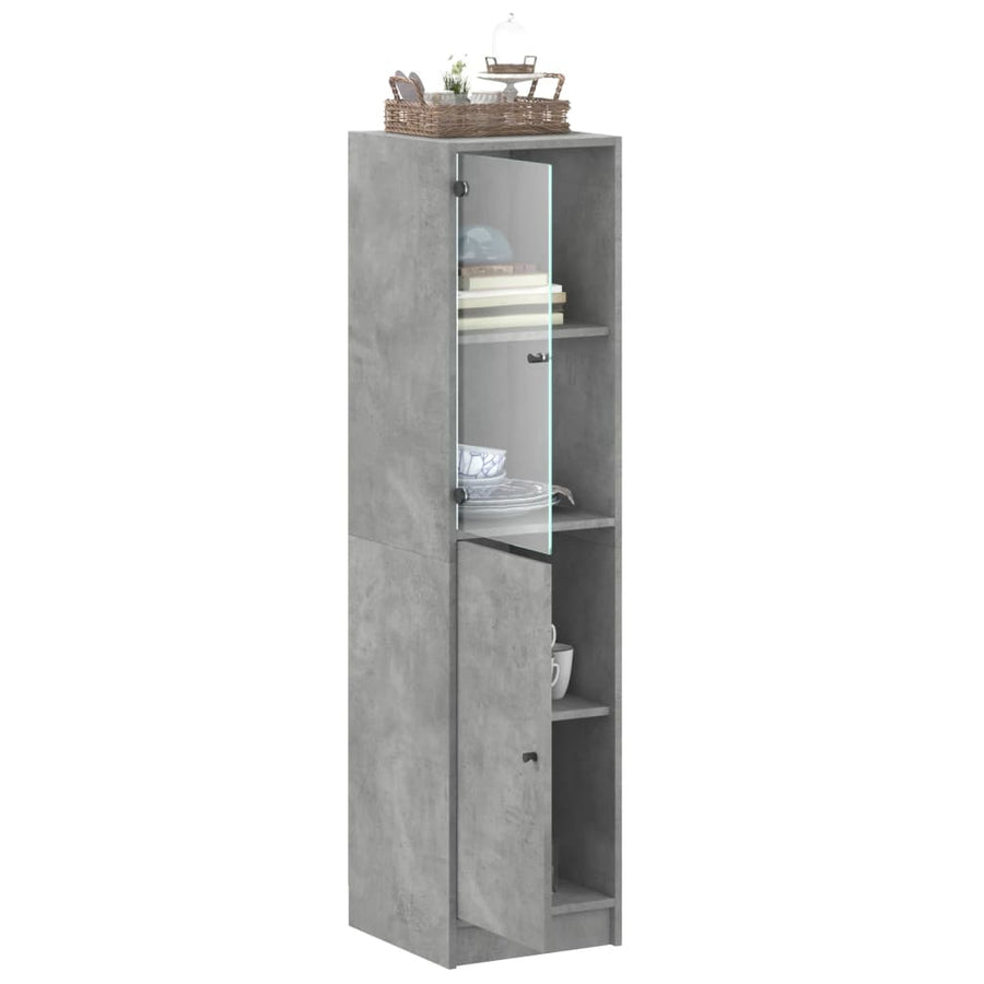 Hoge Kast Met Glazen Deur 35X37X42 Cm Betongrijs