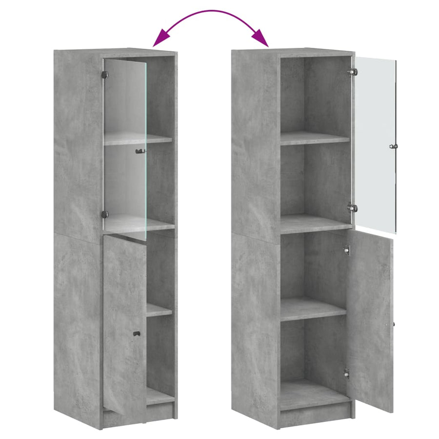 Hoge Kast Met Glazen Deur 35X37X42 Cm Betongrijs