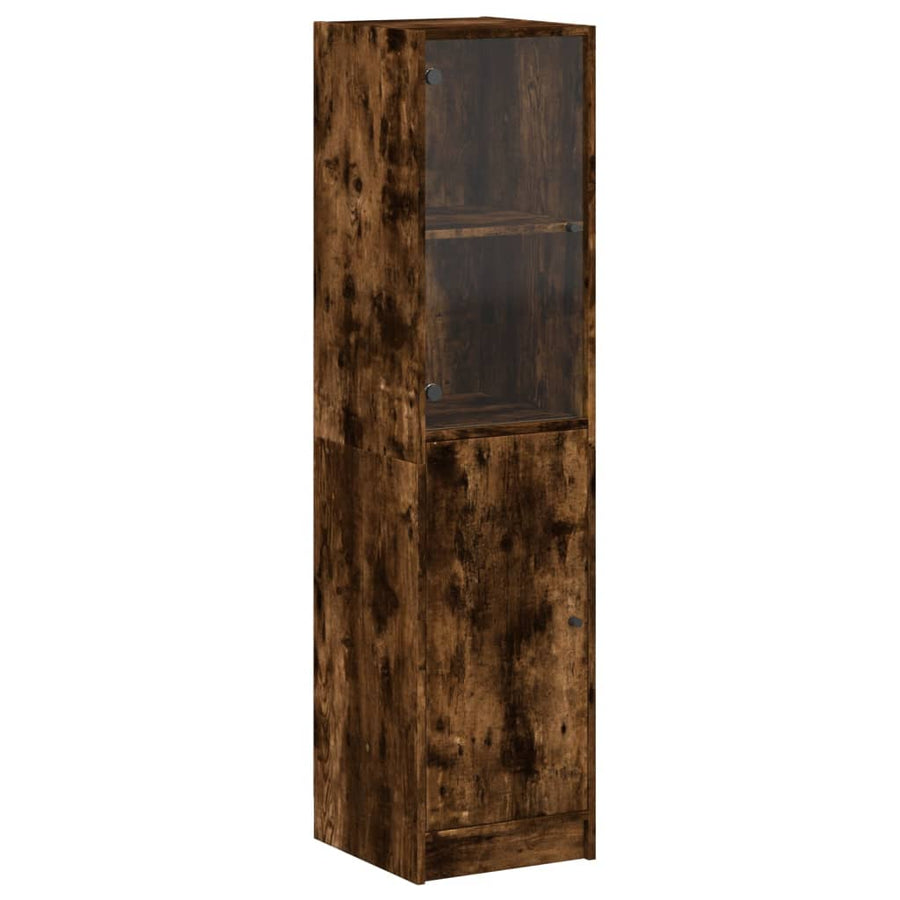 Hoge Kast Met Glazen Deur 35X37X42 Cm Kleurig Gerookt eiken