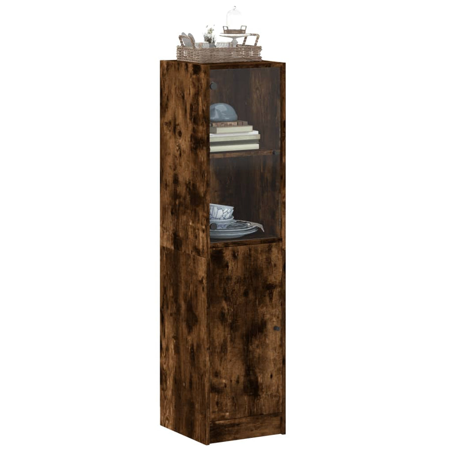 Hoge Kast Met Glazen Deur 35X37X42 Cm Kleurig Gerookt eiken