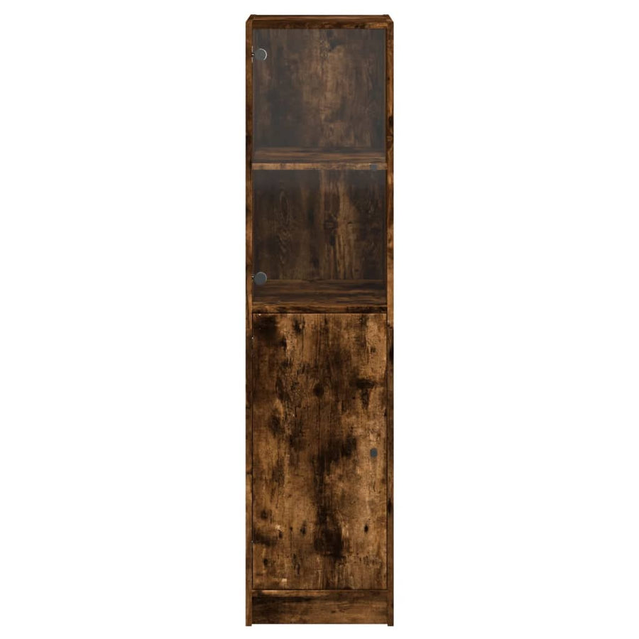 Hoge Kast Met Glazen Deur 35X37X42 Cm Kleurig Gerookt eiken