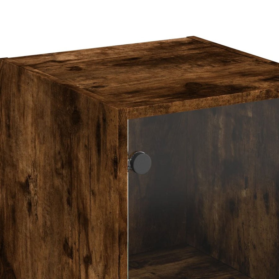 Hoge Kast Met Glazen Deur 35X37X42 Cm Kleurig Gerookt eiken