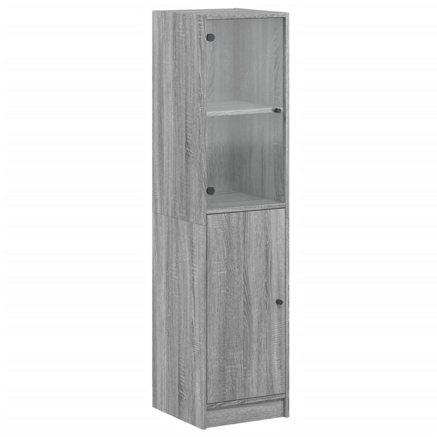 Hoge Kast Met Glazen Deur 35X37X42 Cm Eikenkleur Grijs sonoma