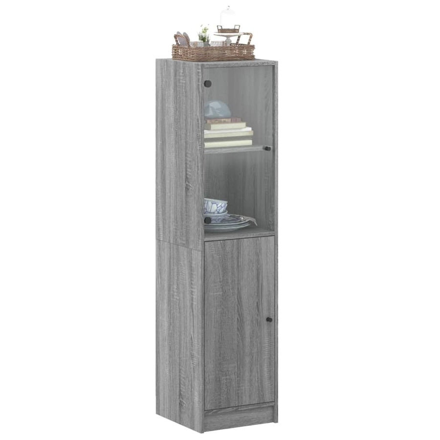 Hoge Kast Met Glazen Deur 35X37X42 Cm Eikenkleur Grijs sonoma