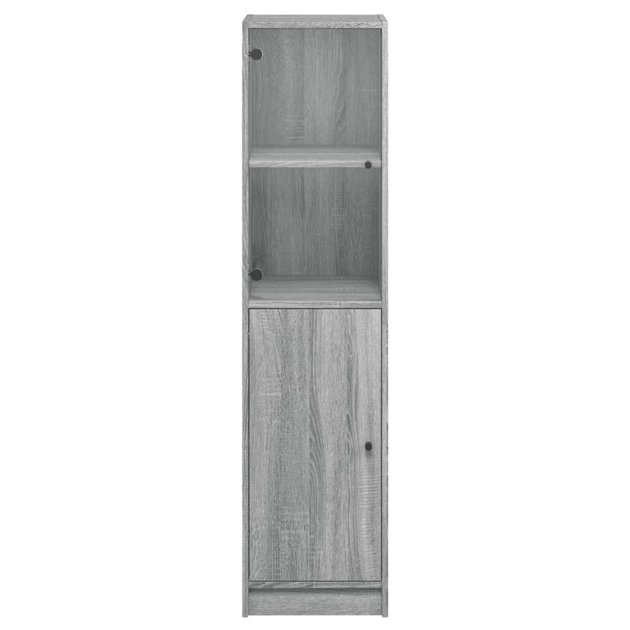 Hoge Kast Met Glazen Deur 35X37X42 Cm Eikenkleur Grijs sonoma