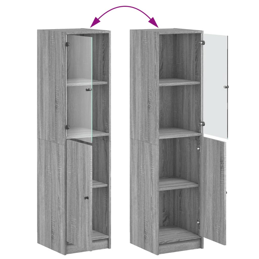 Hoge Kast Met Glazen Deur 35X37X42 Cm Eikenkleur Grijs sonoma