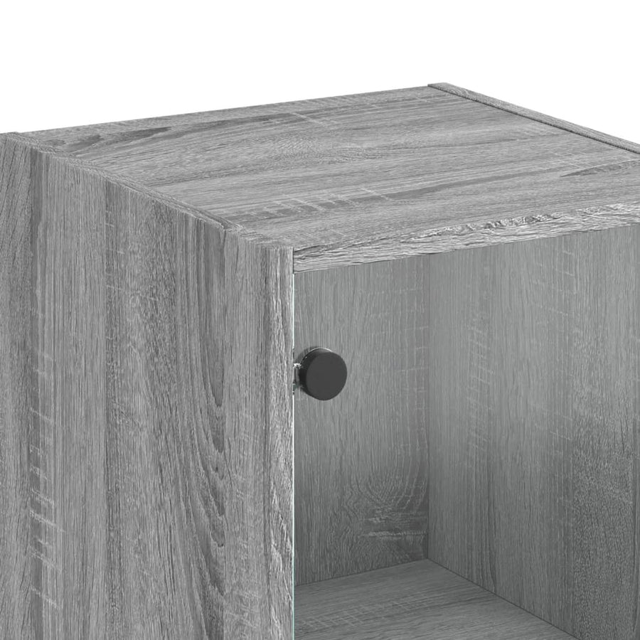Hoge Kast Met Glazen Deur 35X37X42 Cm Eikenkleur Grijs sonoma