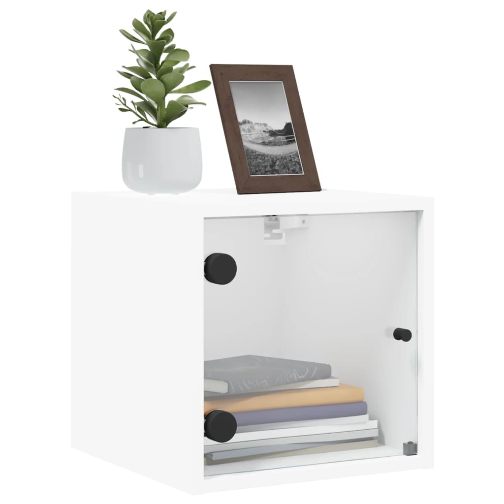 Nachtkastjes Met Glazen Deuren 35X37X35 Cm Wit 2