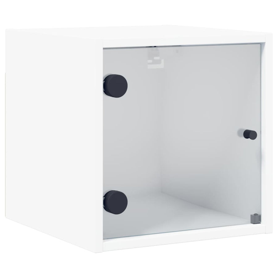 Nachtkastjes Met Glazen Deuren 35X37X35 Cm Wit 2