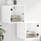 Bedside cabinets with glass doors 2 pcs 35x37x35 cm white