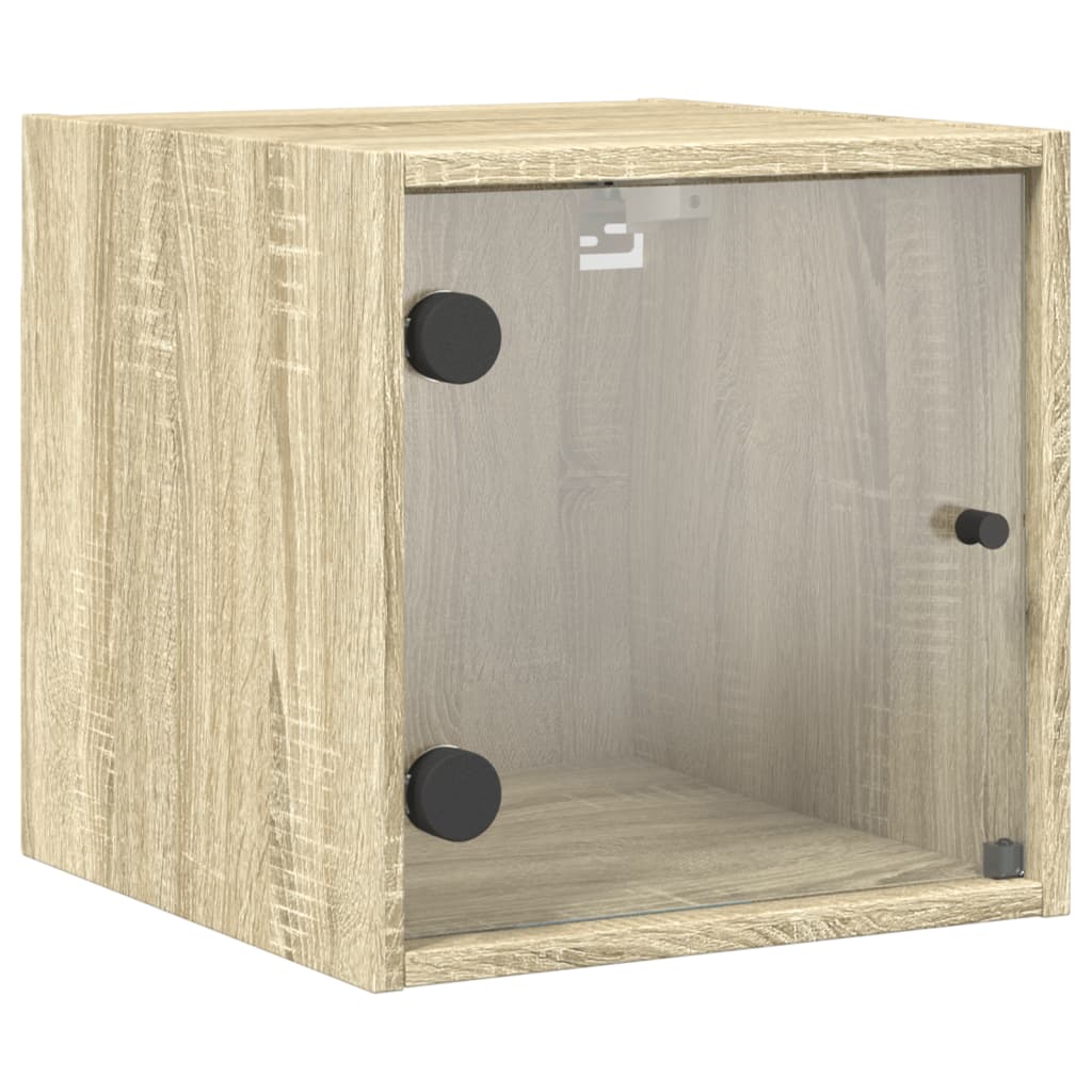 Nachtkastjes Met Glazen Deuren 35X37X35 Cm Sonoma eiken 2