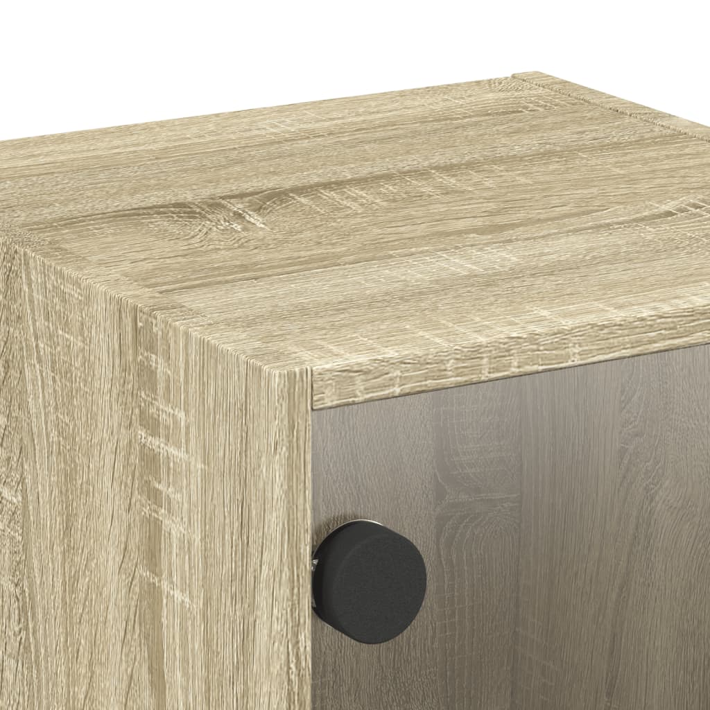 Nachtkastjes Met Glazen Deuren 35X37X35 Cm Sonoma eiken 2