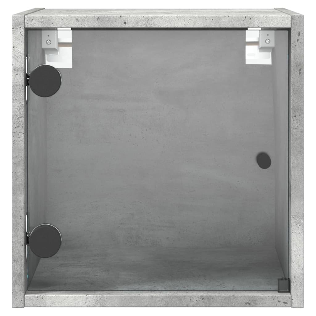 Nachtkastje Met Glazen Deur 35X37X35 Cm Betongrijs 1