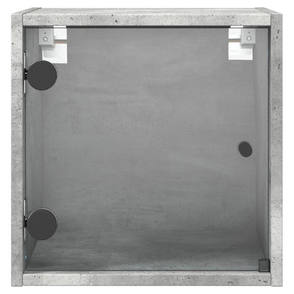 Nachtkastje Met Glazen Deur 35X37X35 Cm Betongrijs 1