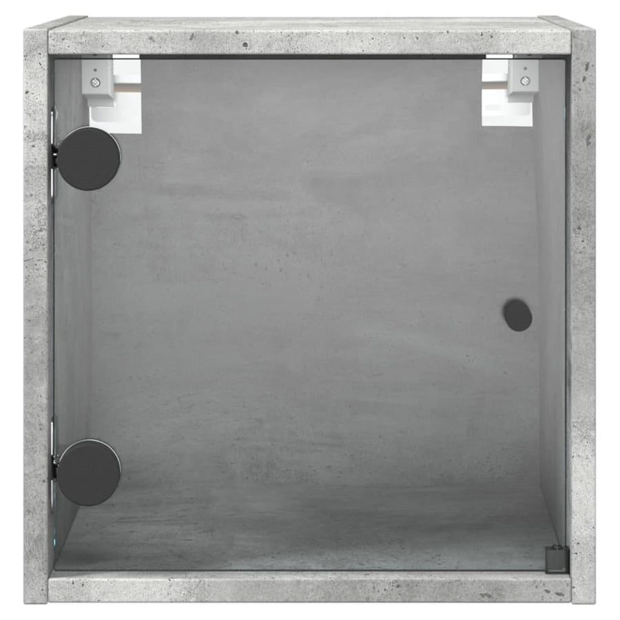 Nachtkastje Met Glazen Deur 35X37X35 Cm Betongrijs 1