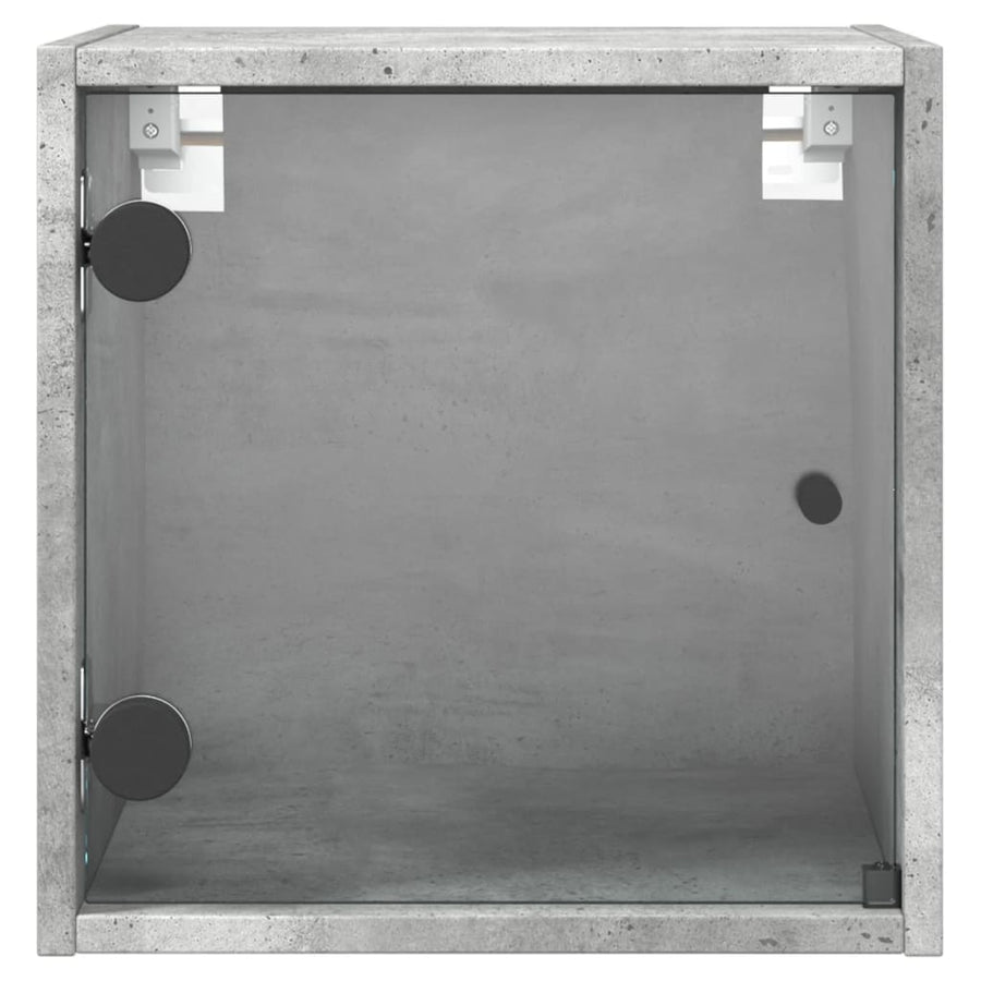 Nachtkastjes Met Glazen Deuren 35X37X35 Cm Betongrijs 2