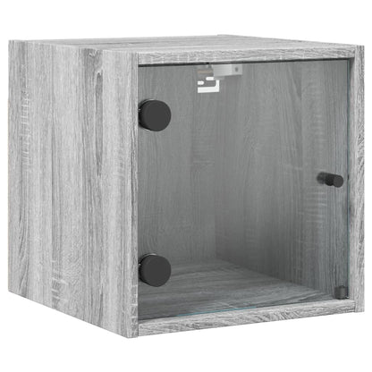 Nachtkastje Met Glazen Deur 35X37X35 Cm Eikenkleur Grijs sonoma 1