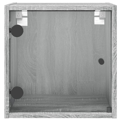 Nachtkastje Met Glazen Deur 35X37X35 Cm Eikenkleur Grijs sonoma 1