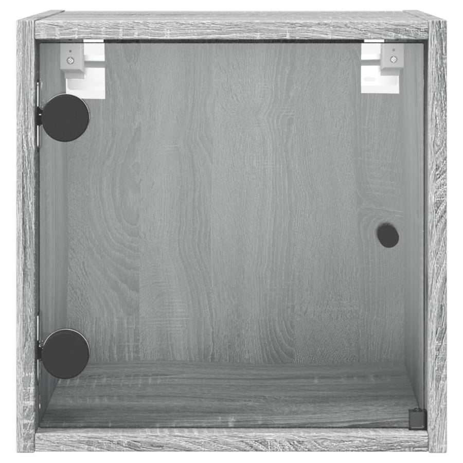 Nachtkastje Met Glazen Deur 35X37X35 Cm Eikenkleur Grijs sonoma 1