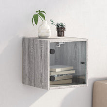 Nachtkastje Met Glazen Deur 35X37X35 Cm Eikenkleur Grijs sonoma 1