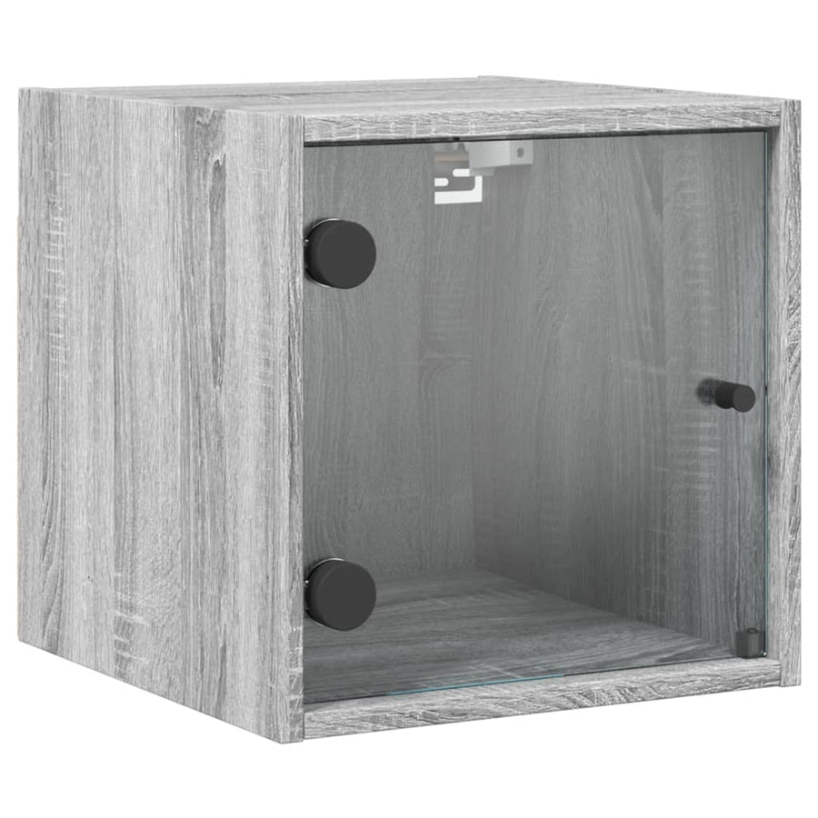 Nachtkastjes Met Glazen Deuren 35X37X35 Cm 2 Grijs sonoma