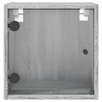 Nachtkastjes Met Glazen Deuren 35X37X35 Cm 2 Grijs sonoma