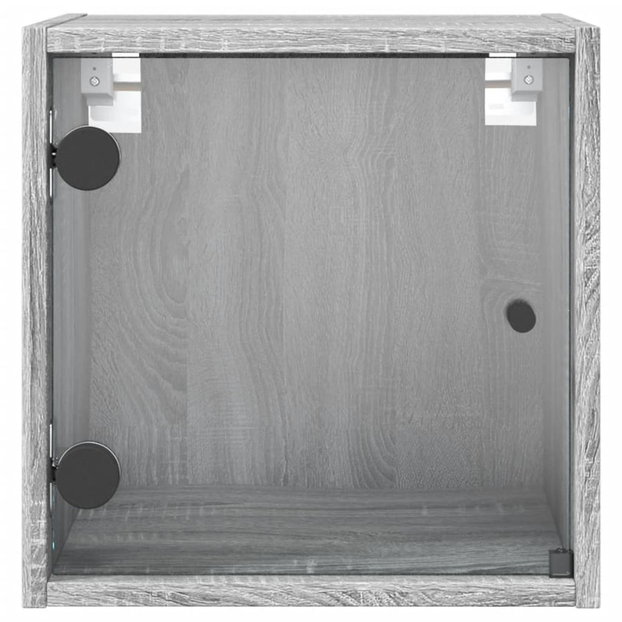 Nachtkastjes Met Glazen Deuren 35X37X35 Cm 2 Grijs sonoma