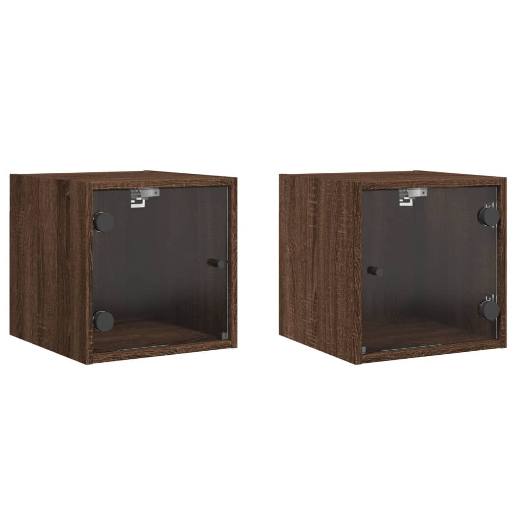 Nachtkastjes Met Glazen Deuren 35X37X35 Cm Bruineikenkleur bruin eikenkleur 2