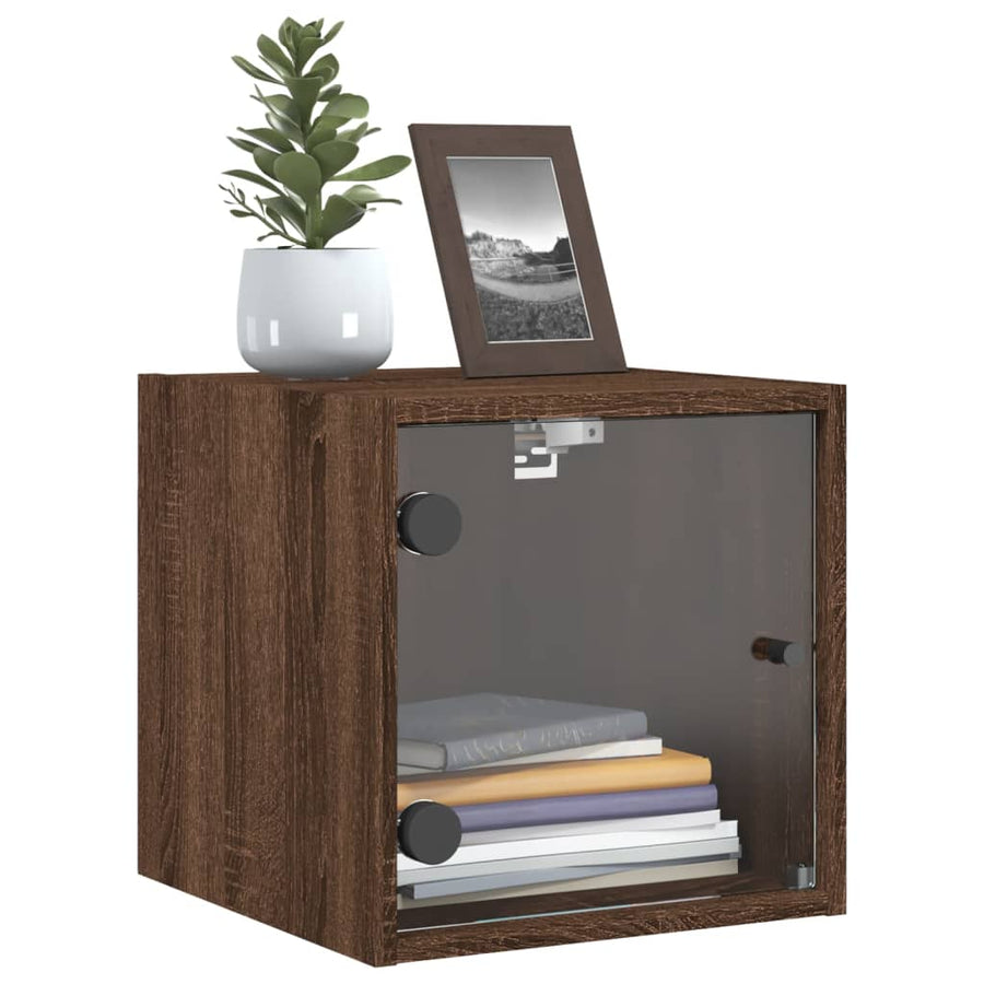Nachtkastjes Met Glazen Deuren 35X37X35 Cm Bruineikenkleur bruin eikenkleur 2