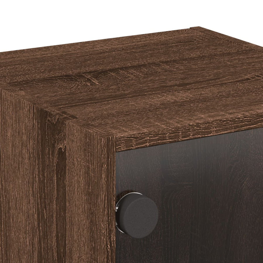 Nachtkastjes Met Glazen Deuren 35X37X35 Cm Bruineikenkleur bruin eikenkleur 2