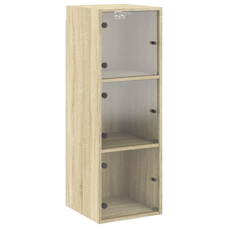 Wandkast Met Glazen Deuren 35X37X100 Cm Kleurig Sonoma eiken
