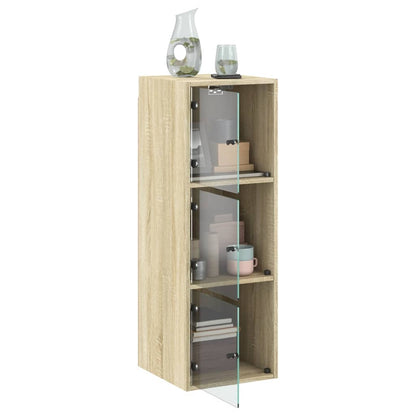 Wandkast Met Glazen Deuren 35X37X100 Cm Kleurig Sonoma eiken