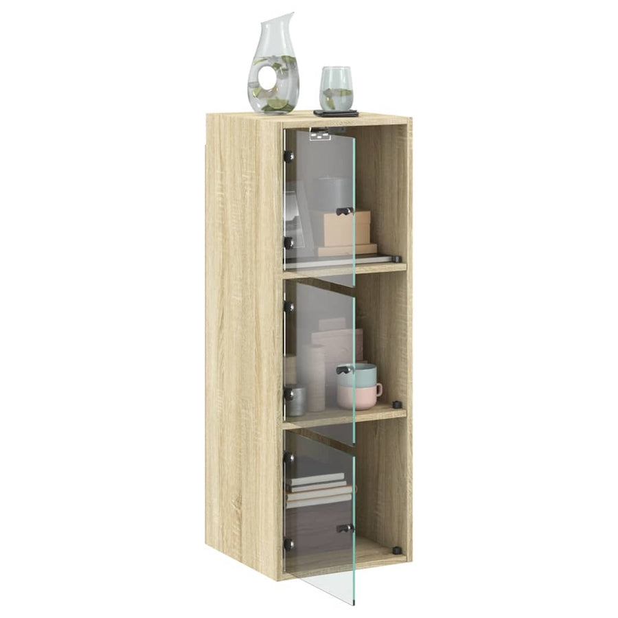 Wandkast Met Glazen Deuren 35X37X100 Cm Kleurig Sonoma eiken