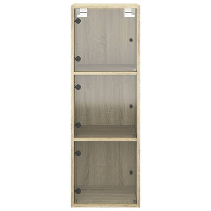 Wandkast Met Glazen Deuren 35X37X100 Cm Kleurig Sonoma eiken