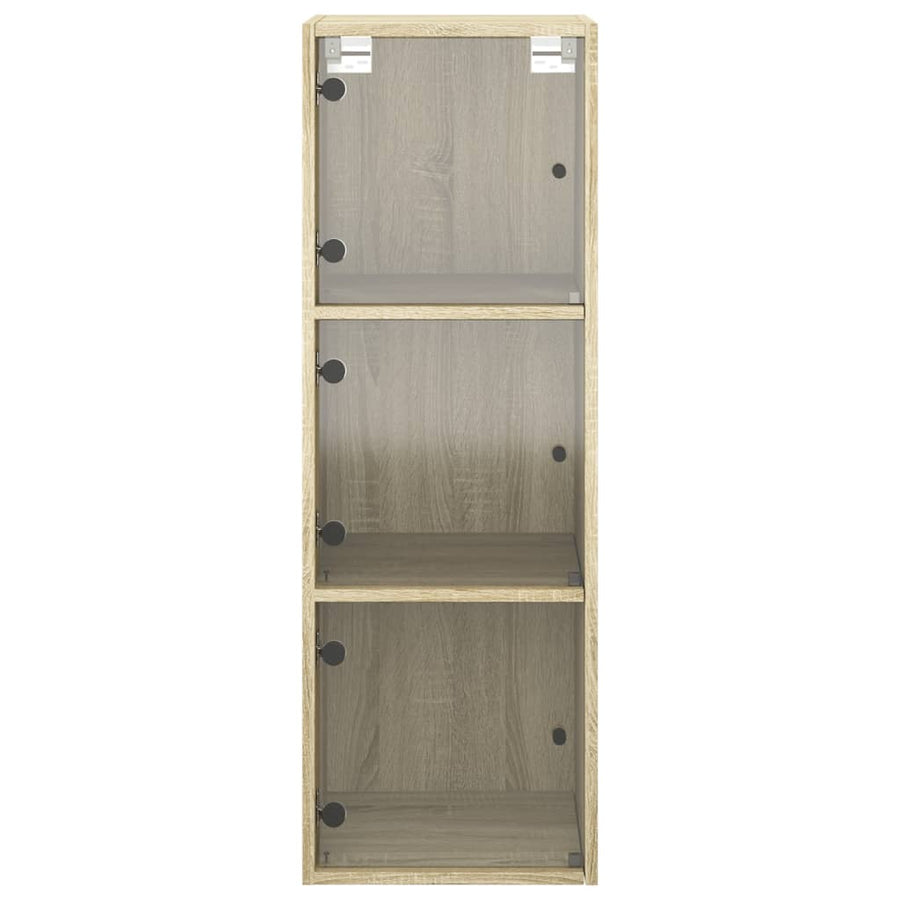 Wandkast Met Glazen Deuren 35X37X100 Cm Kleurig Sonoma eiken