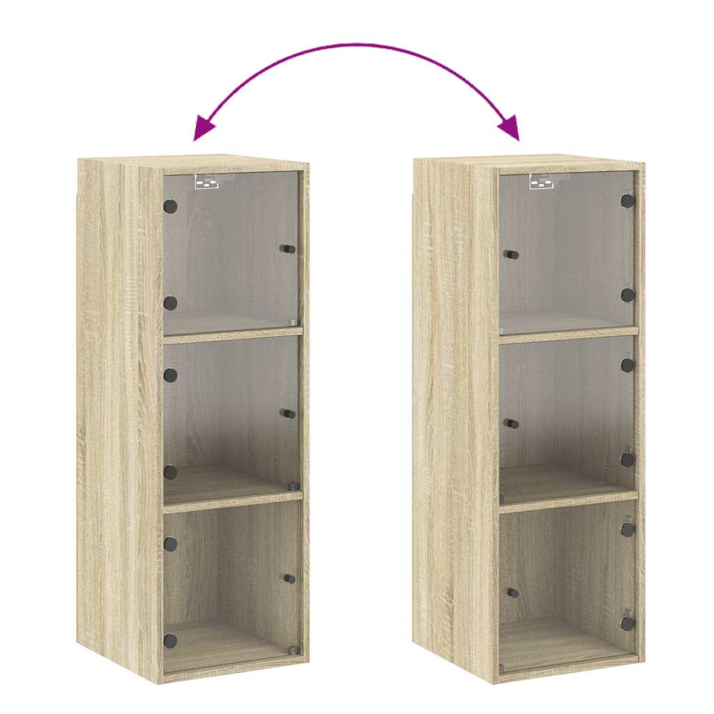 Wandkast Met Glazen Deuren 35X37X100 Cm Kleurig Sonoma eiken