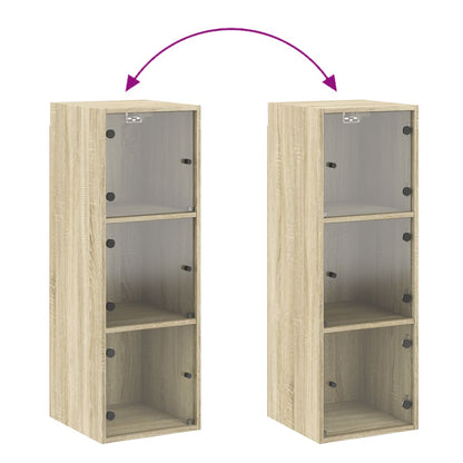 Wandkast Met Glazen Deuren 35X37X100 Cm Kleurig Sonoma eiken