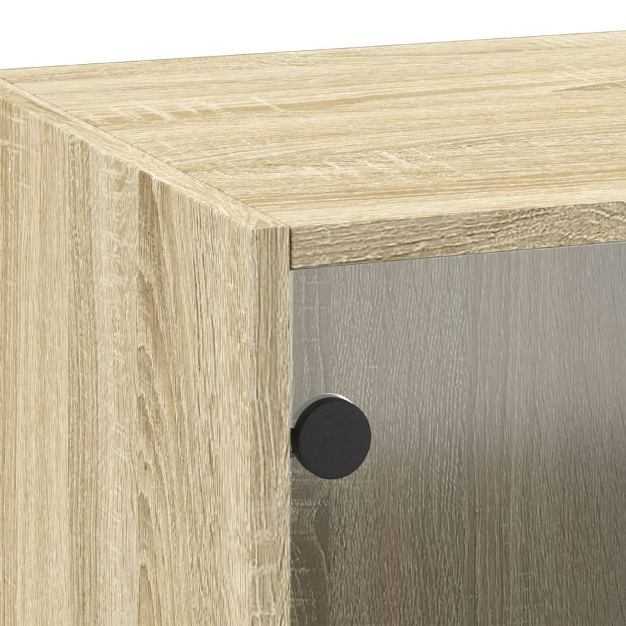 Wandkast Met Glazen Deuren 35X37X100 Cm Kleurig Sonoma eiken