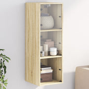 Wandkast 35x37x100 cm sonoma eiken glazen deuren
