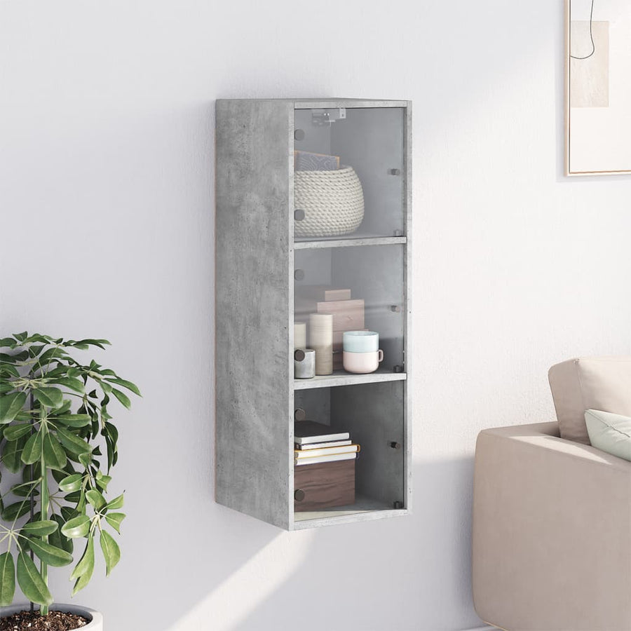 Wandkast Met Glazen Deuren 35X37X00 Cm Betongrijs