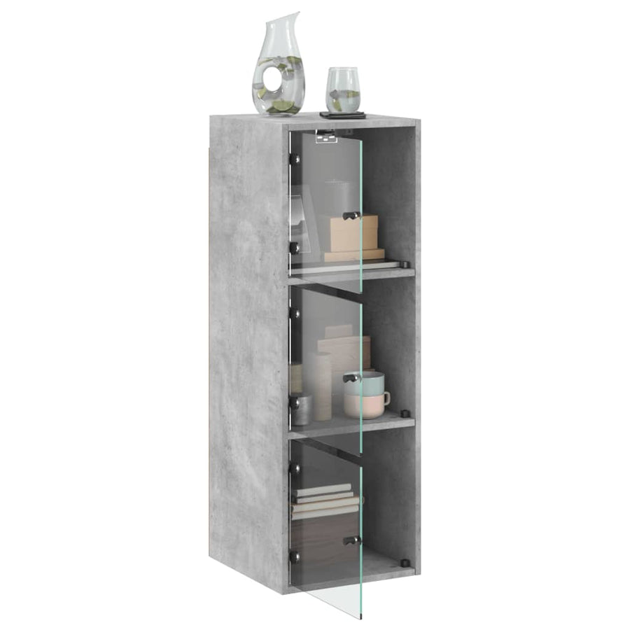 Wandkast Met Glazen Deuren 35X37X00 Cm Betongrijs