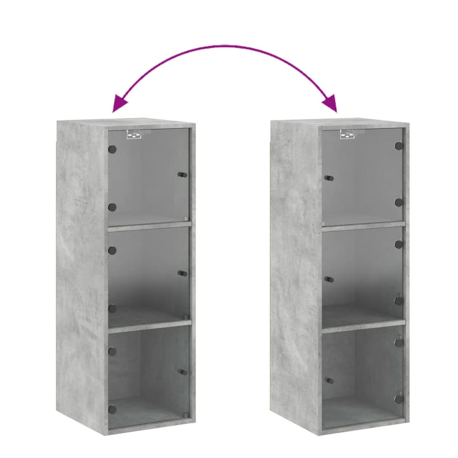 Wandkast Met Glazen Deuren 35X37X00 Cm Betongrijs