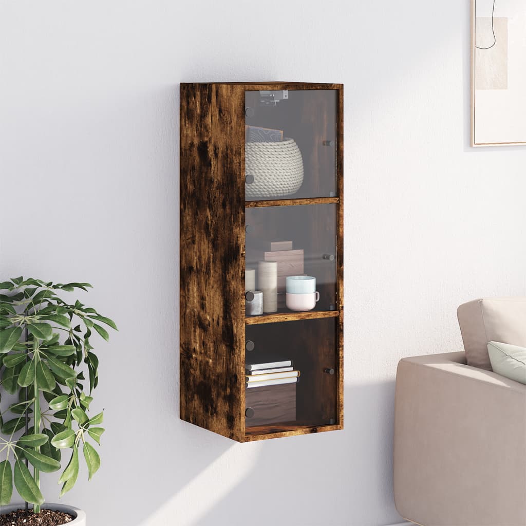Wandkast Met Glazen Deuren 35X37X00 Cm Kleurig Gerookt eiken