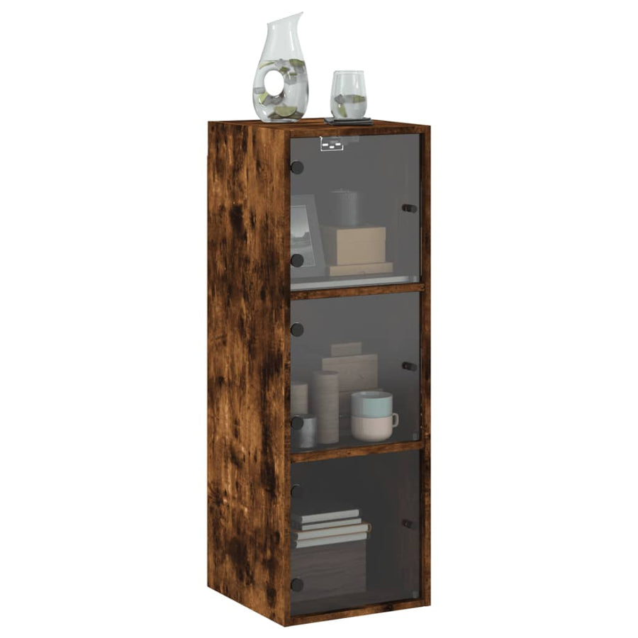 Wandkast Met Glazen Deuren 35X37X00 Cm Kleurig Gerookt eiken