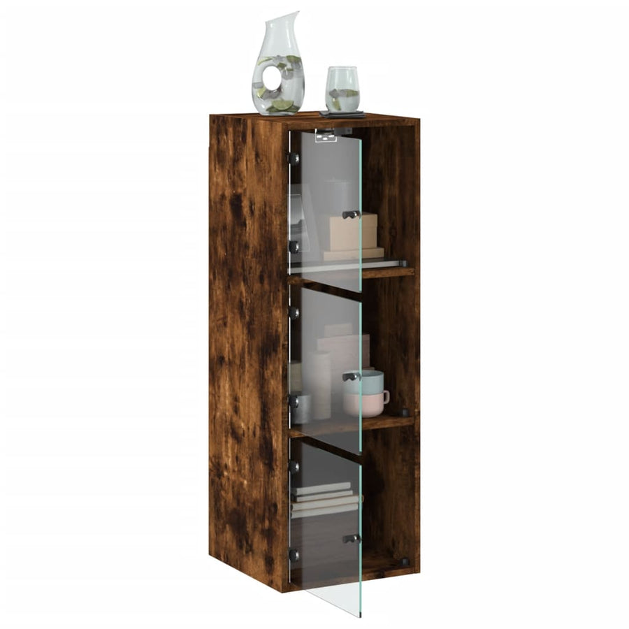 Wandkast Met Glazen Deuren 35X37X00 Cm Kleurig Gerookt eiken