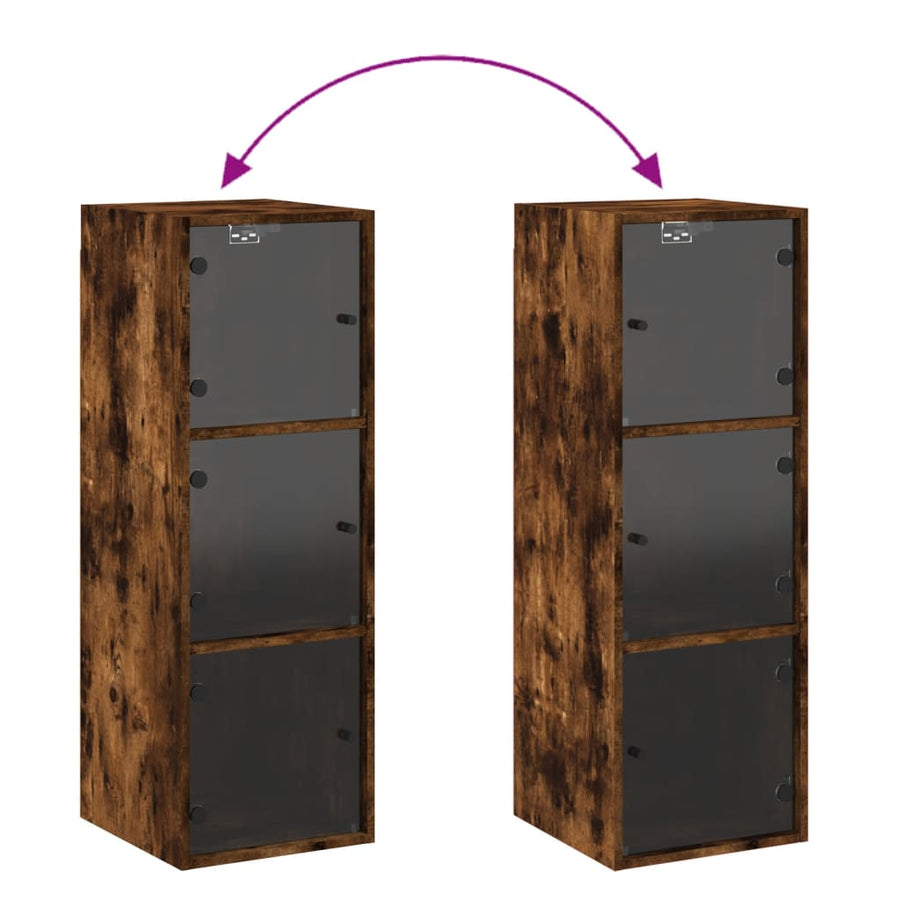 Wandkast Met Glazen Deuren 35X37X00 Cm Kleurig Gerookt eiken