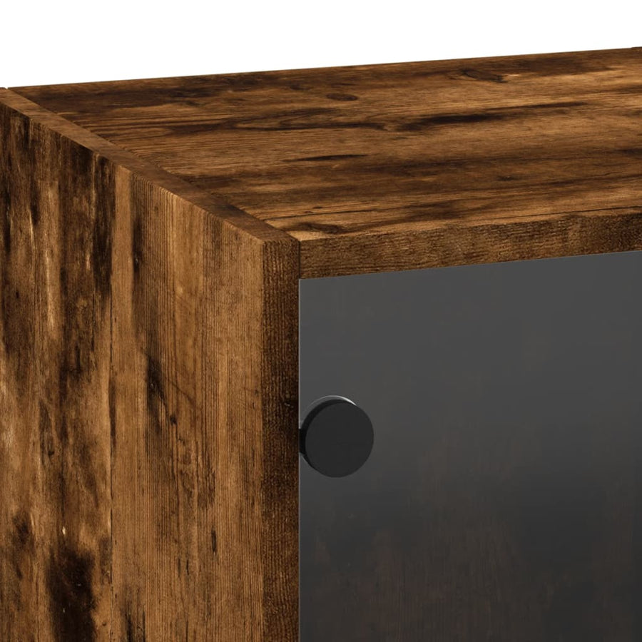 Wandkast Met Glazen Deuren 35X37X00 Cm Kleurig Gerookt eiken