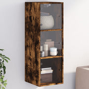 Wandkast 35x37x100 cm gerookt eiken glazen deuren